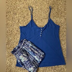 Victoria's Secret Blue and White Patterned Pajama Set